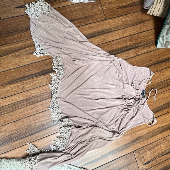 POL Tan Asymmetrical Tie Front Tunic - Picture 4 of 6